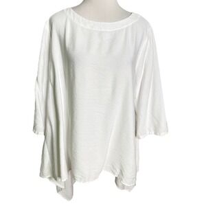 Niche Nilgun‎ Derman White Textured Asymmetrical Tunic Top XL Made In USA